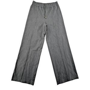 Zara Gray Wide Leg Drawstring Pants Women’s Medium Straight Relaxed Fit